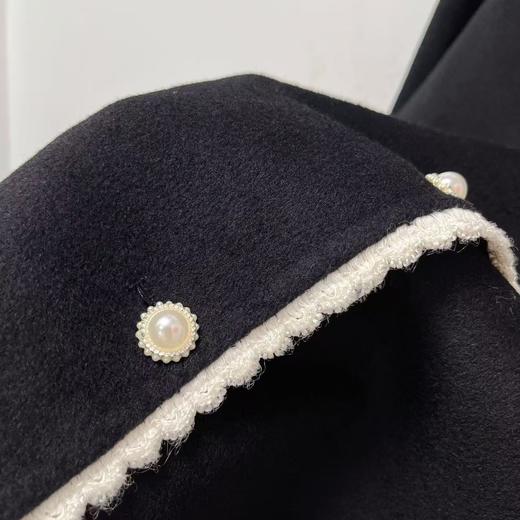 【高端系列】手工定制2635款100%羊毛小香风蕾丝边中长双面尼大衣-喜出 商品图6