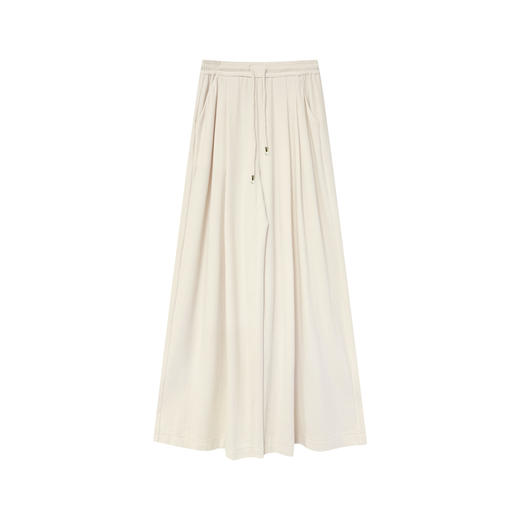 香槟粉美丽诺慕斯羊毛混纺长裤 商品图0