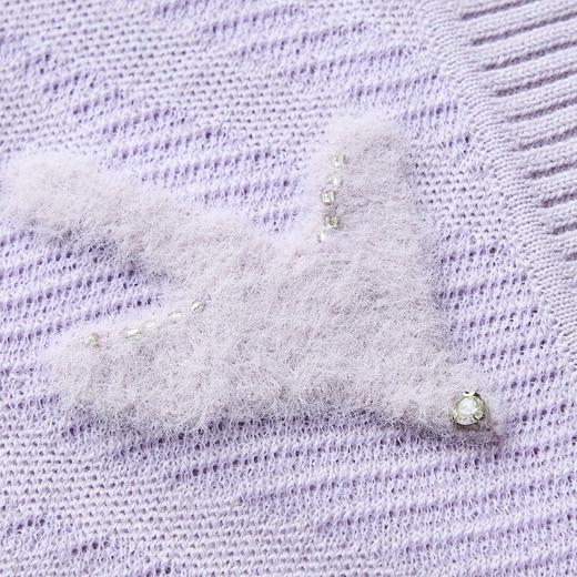 MAXRIENY精致钉珠飞鸽刺绣套头上衣紫色针织毛衫2025春季 商品图2