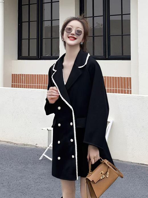 【高端系列】手工定制2635款100%羊毛小香风蕾丝边中长双面尼大衣-喜出 商品图2