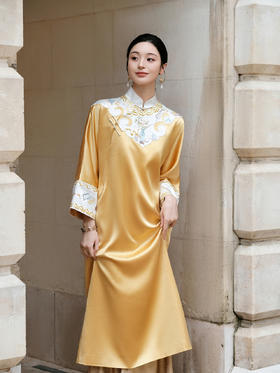 盛唐牡丹大师系列-卢梅红 | 金缕真丝如意纹手绣长裙