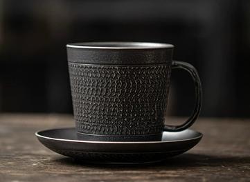 银黑跳刀直口咖啡杯 商品图0