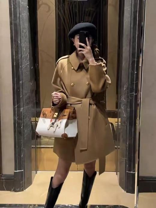 【高端系列】手工定制3691款100%羊毛韩系小香风中款双面尼大衣-喜出 商品图1