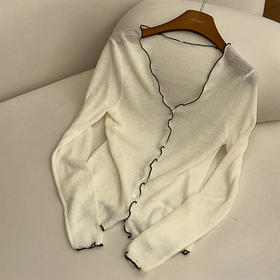 【撤/下架】良木礼羊毛卷边开衫（飘带）（Q8152）