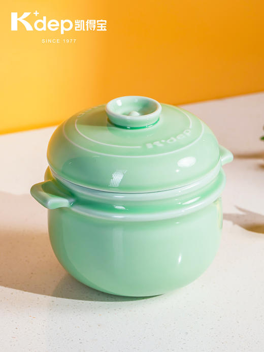 日本kdep凯得宝陶瓷双盖隔水炖盅汤锅炖锅蒸炖煲0.8L 商品图7