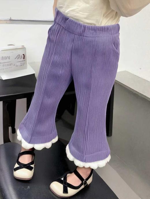 【孤品捡漏】G41女童紫色条绒内里颗粒休闲裤-喜出 商品图0