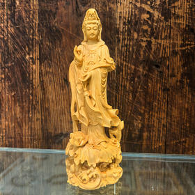 莲花如意观音°黄杨摆件