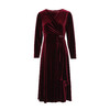 EITIE爱特爱气质圆领收腰显瘦酒红色丝绒长袖连衣裙秋季新款C2507802 商品缩略图5