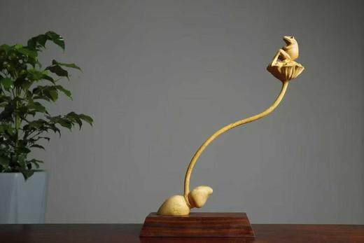 呱呱来财蛙趣°小叶黄杨摆件 商品图0