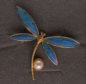花丝镶嵌(蜻蜓胸针） 淡水珍珠