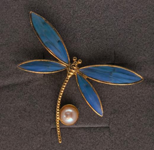 花丝镶嵌(蜻蜓胸针） 淡水珍珠 商品图0