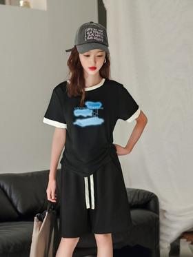 仅限11.11，不参与退【孤品捡漏】G17女童褶皱不规则针织弹力短袖-喜出