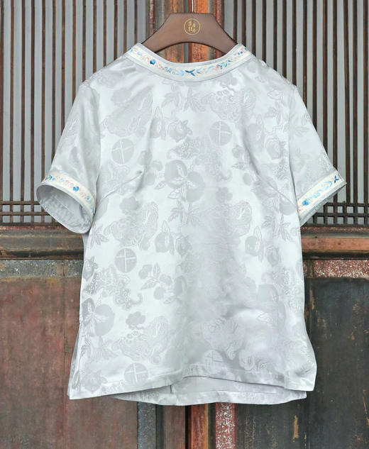 盛唐牡丹| 八宝如意真丝手绣上衣 商品图0