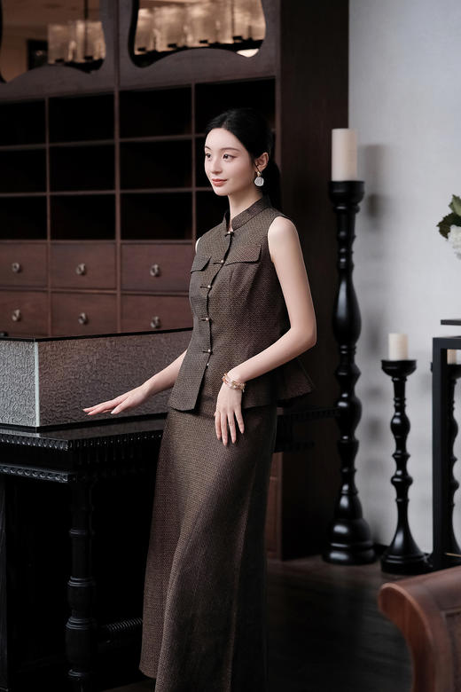 盛唐婧| 轻奢织金香云纱时尚鱼尾裙 商品图5