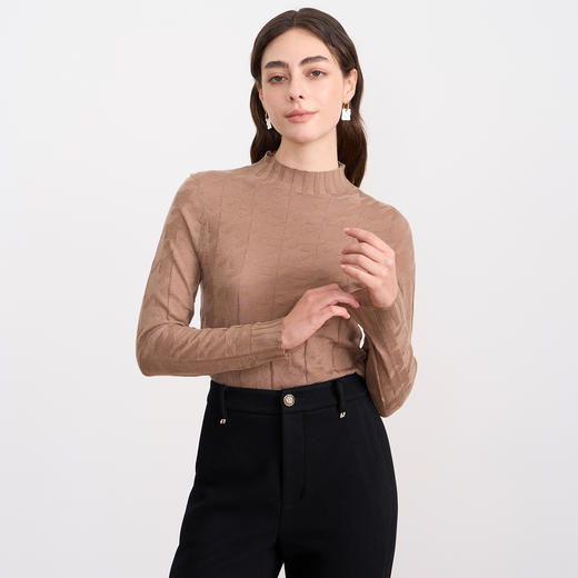 EITIE爱特爱半高领薄款舒适柔软修身显瘦打底针织衫C2501804 商品图1