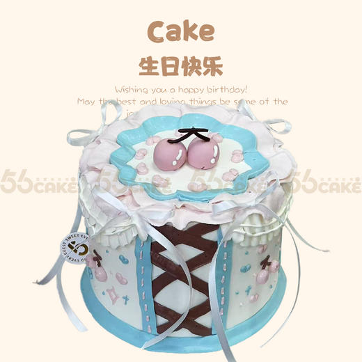翻糖樱桃白色蝴蝶结蛋糕 商品图0