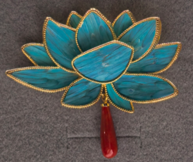花丝镶嵌(荷花胸针）珊瑚