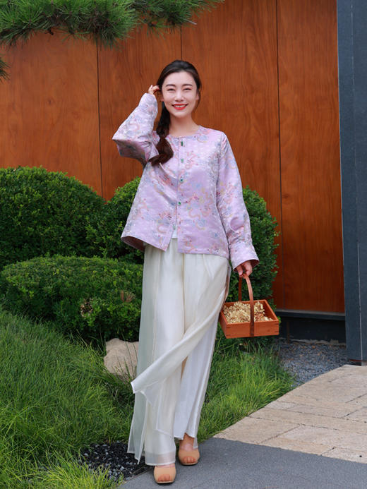 【抖音专属】新中式衬衫（24710687-雌霓） 商品图3