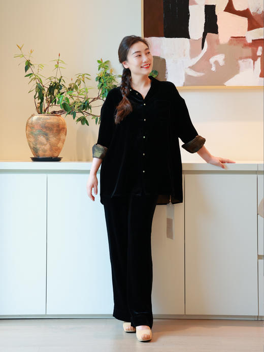 【2026东衣作】新中式衬衣+直筒裤（25810107+25809106-来财） 商品图0