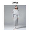 VIMAGE纬漫纪肌理感灰色宽松卫衣棉混纺撞色休闲秋季新款小上衣V2413103 商品缩略图0