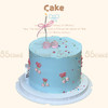 蓝色绘画樱桃蛋糕（送银色弯曲蜡烛） 商品缩略图0