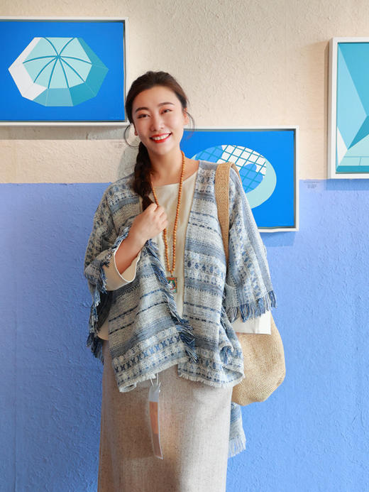 【抖音专属】蓝予·流苏披肩（21705029-挼蓝） 商品图4