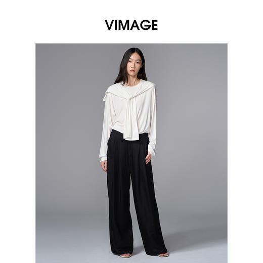 VIMAGE纬漫纪简约百搭设计感气质假两件披肩长袖秋季新款小上衣V2413109 商品图1