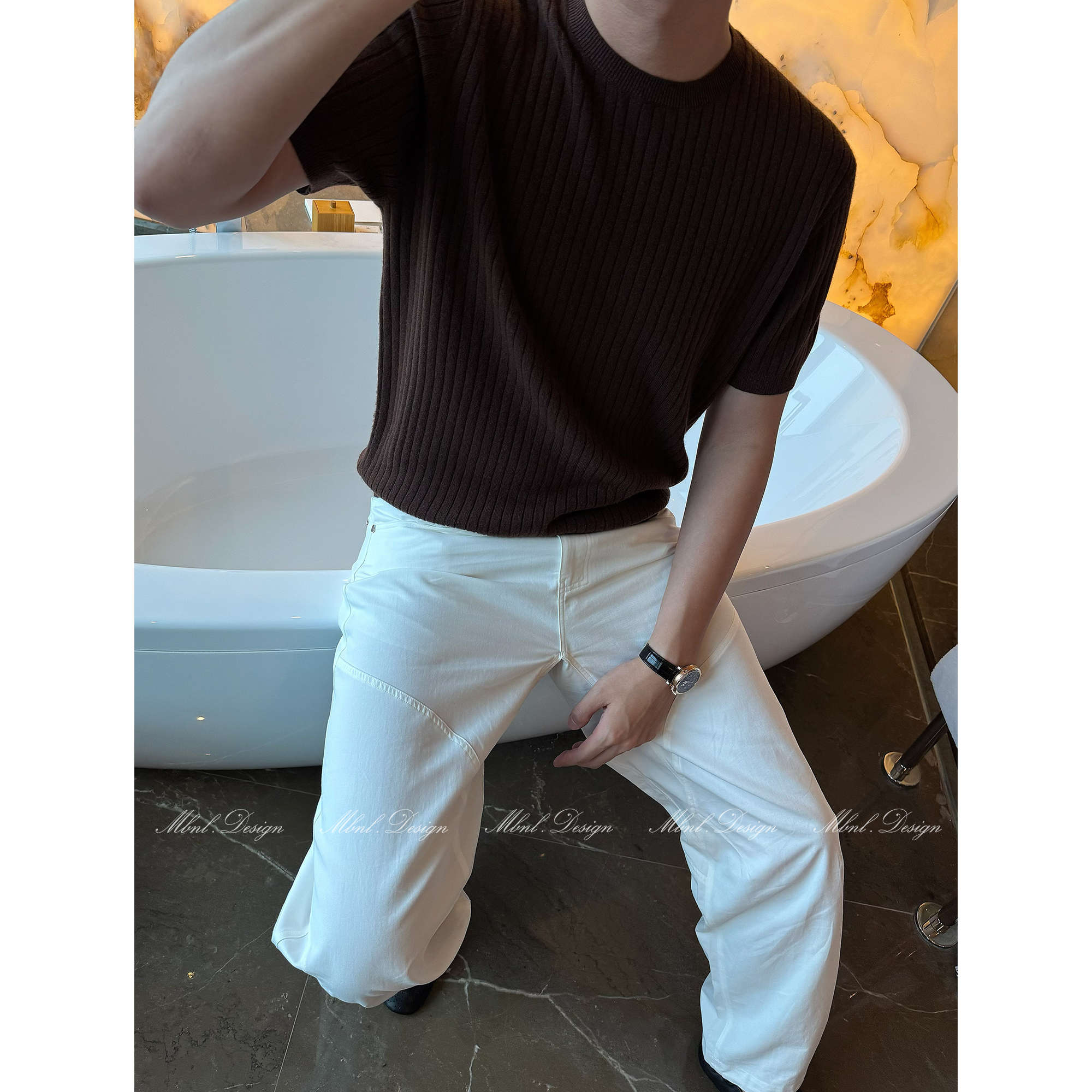 「bc羊绒」秦磊男装羊绒羊毛混纺经典坑条毛衫LL-WSY1116 N8商品图3