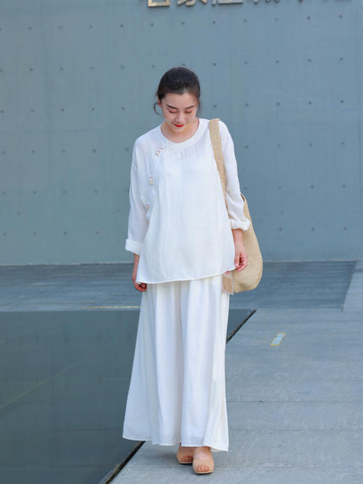 【抖音专属】弥光·新中式上衣（25807043-凝脂） 商品图0