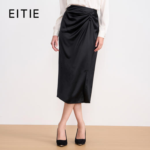 EITIE爱特爱夏季新款气质高级感提褶高腰显瘦半身裙7806503 商品图1