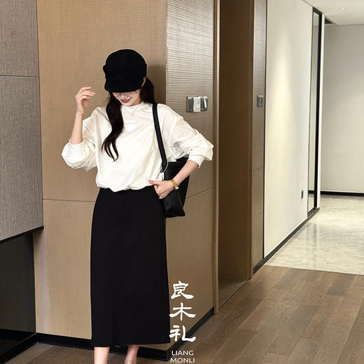 【预售7天】良木礼简约开叉半裙（Q81110） 商品图3