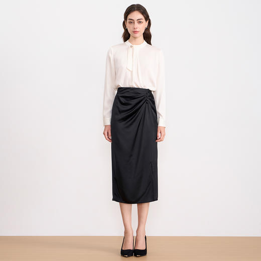 EITIE爱特爱夏季新款气质高级感提褶高腰显瘦半身裙7806503 商品图6