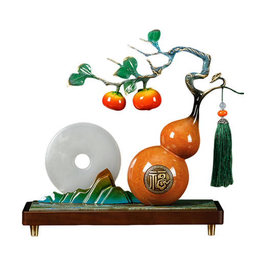 QK-BJ1382A/B 福禄如意玉盘葫芦摆件  345*135*130 商品图0