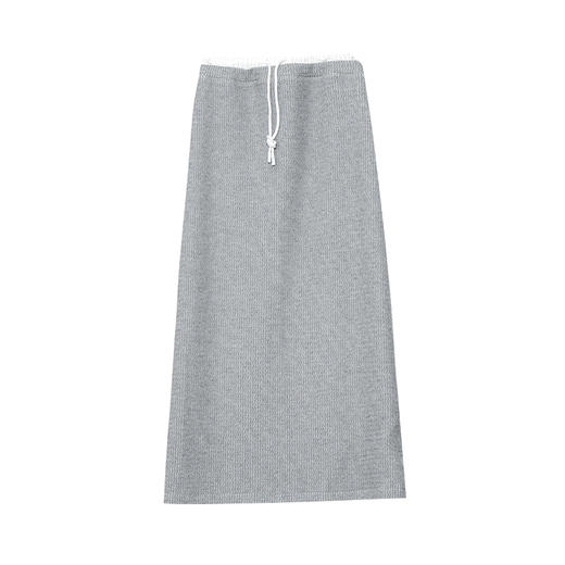 VIMAGE纬漫纪肌理感显瘦休闲针织灰色廓形直筒秋季新款半裙V2406106 商品图6