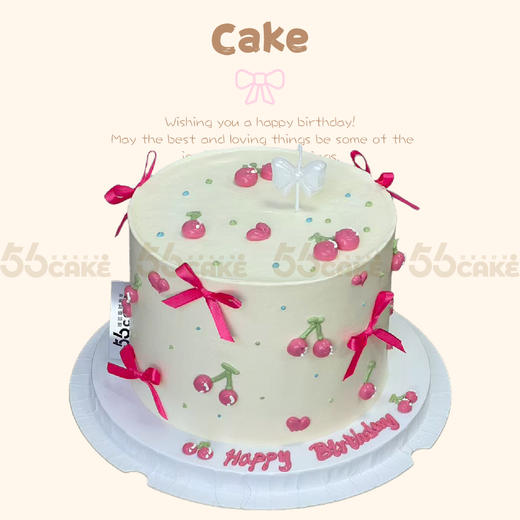 红色蝴蝶结樱桃蛋糕 商品图0