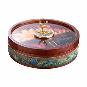 E-GSR-千里江山胡桃木单层果盒新中式轻奢干果盒零食收纳