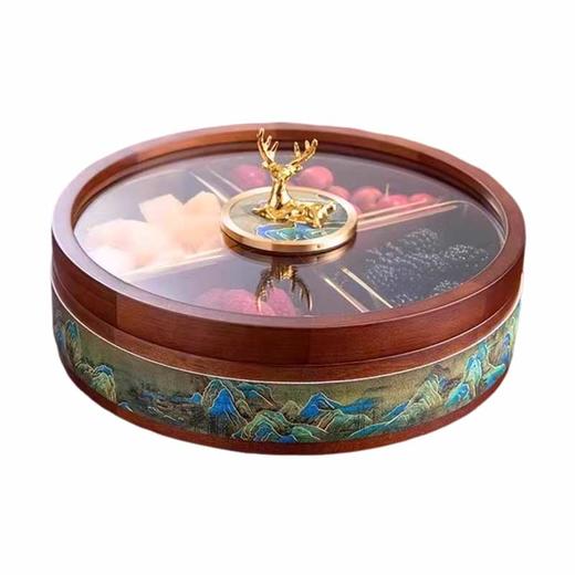 E-GSR-千里江山胡桃木单层果盒新中式轻奢干果盒零食收纳 商品图0