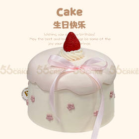 一颗草莓粉色蝴蝶结蛋糕