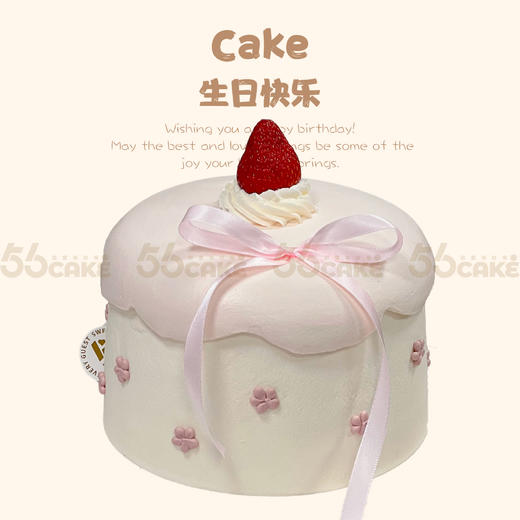 一颗草莓粉色蝴蝶结蛋糕 商品图0