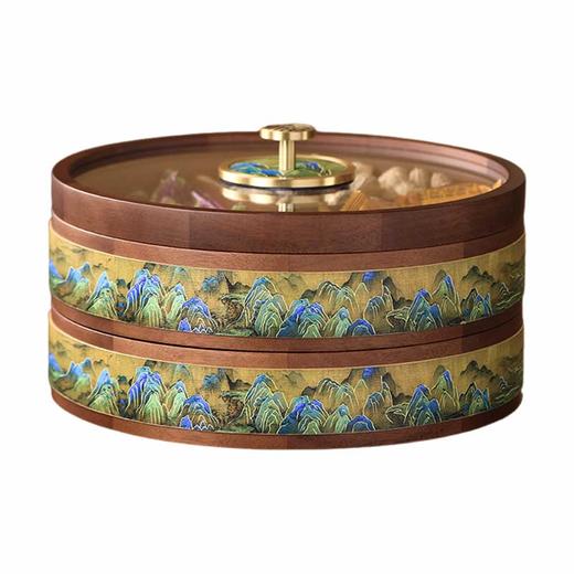 E-GSR-SN3018-D 千里江山胡桃木双层果盒 商品图0