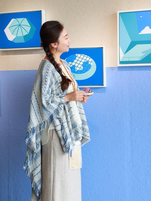 【抖音专属】蓝予·流苏披肩（21705029-挼蓝） 商品图2