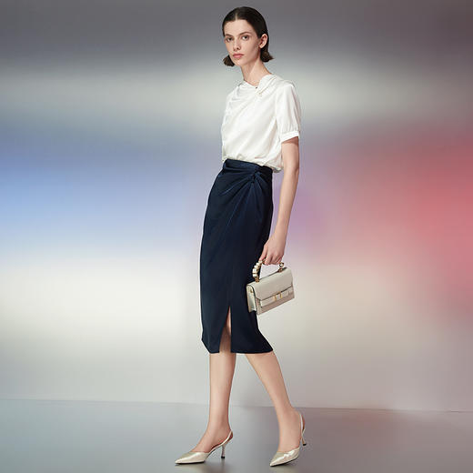 EITIE爱特爱夏季新款气质高级感提褶高腰显瘦半身裙7806503 商品图2