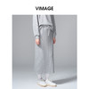 VIMAGE纬漫纪肌理感显瘦休闲针织灰色廓形直筒秋季新款半裙V2406106 商品缩略图2