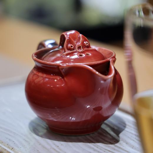 瓦猫釉陶手柄壶（红） 商品图0