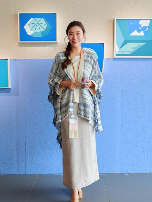 【抖音专属】蓝予·流苏披肩（21705029-挼蓝） 商品图0