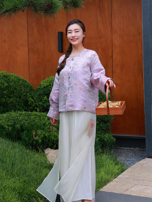 【抖音专属】新中式衬衫（24710687-雌霓） 商品图0