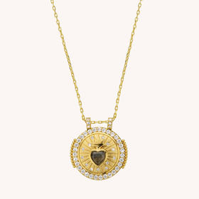 订购8周到｜MYA-BAY-LABRADORITE-心形 拉长石 硬币 吊坠 项链［比利时设计师］