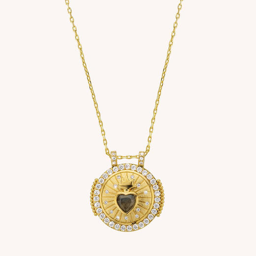 订购8周到｜MYA-BAY-LABRADORITE-心形 拉长石 硬币 吊坠 项链［比利时设计师］ 商品图0