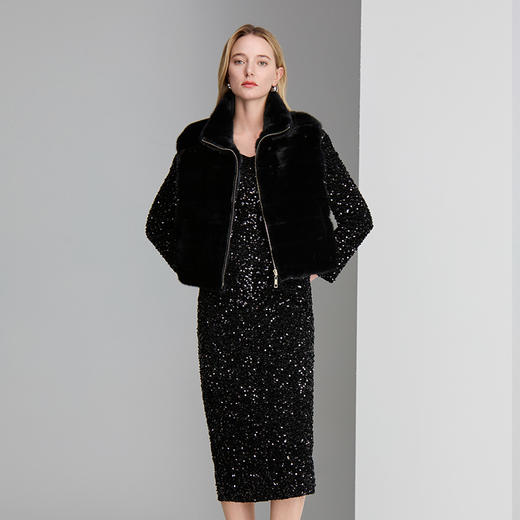 EITIE爱特爱钻石领收腰包臀直筒优雅礼服裙8477102 商品图3