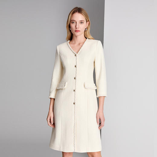 EITIE爱特爱小香风A 型浪漫雅致羊毛连衣裙8407107 商品图3